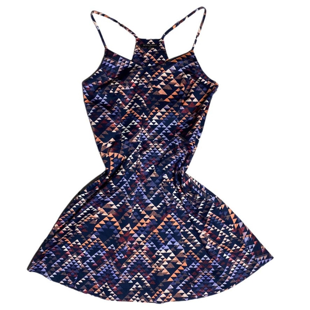 Banana Republic Racerback Geometric Pattern Fitted Flare Mini Dress